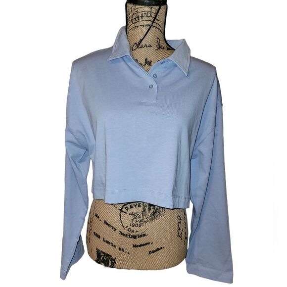 COTTON ON BODY WOMEN'S POLO LONG SLEEVE TOP BLUE SIZE S - Picture 2 of 8